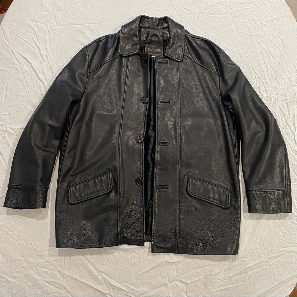 MICHAEL LAWRENCE Men’s Black Leather Coat/Jacket Size L